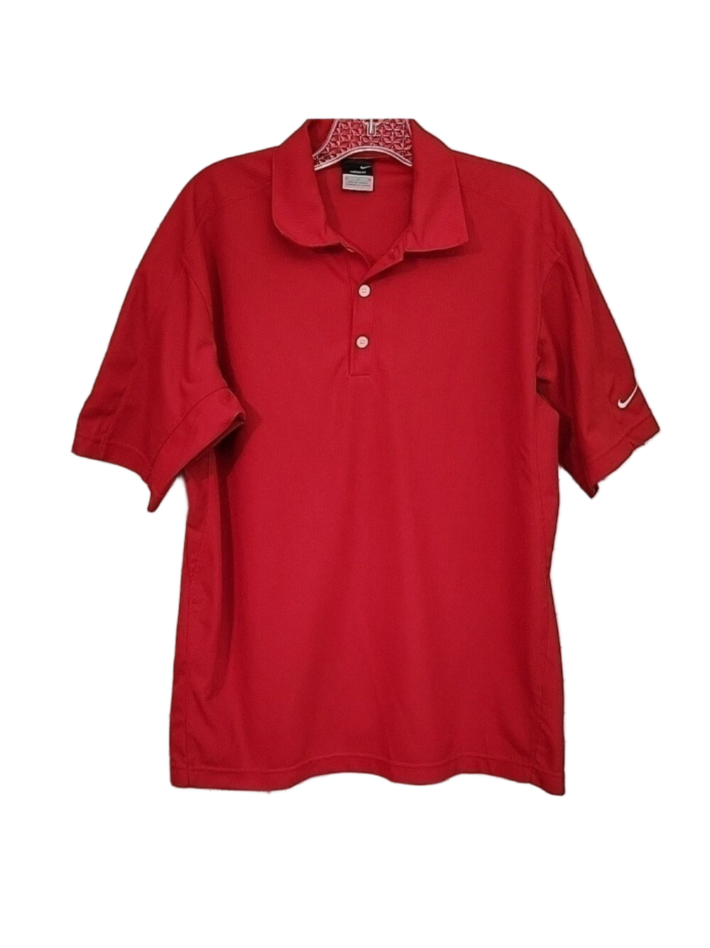 Nike Men's Therma-Fit Red Ribbed Polo, Golf, Size Medium